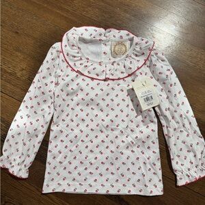 The Beaufort Bonnet Company White and Red Floral Long Sleeve Tee